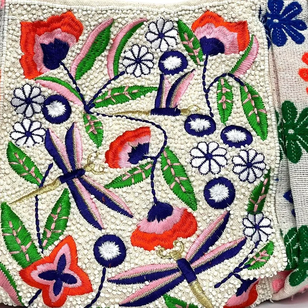 Beaded Embroidered Dragonfly Tote Bag Boho Multicolor Crossbody America & Beyond
